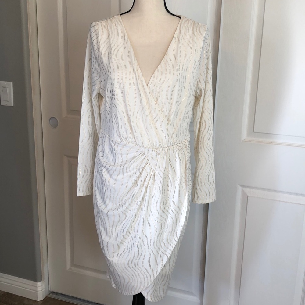 Thalia metallic striped wrap dress